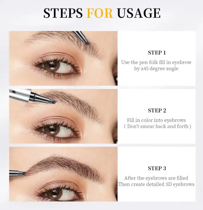 3D Waterproof Microblading Eyebrow Pen 4 Fork Tip Pencil