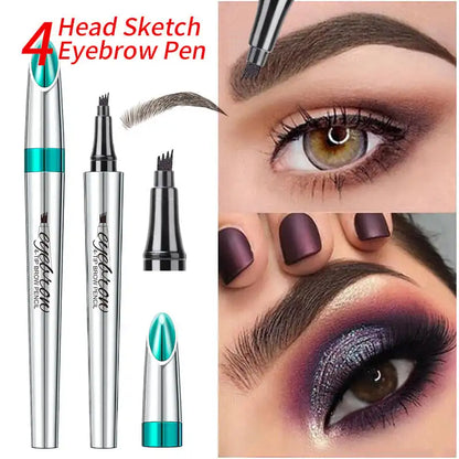 3D Waterproof Microblading Eyebrow Pen 4 Fork Tip Pencil